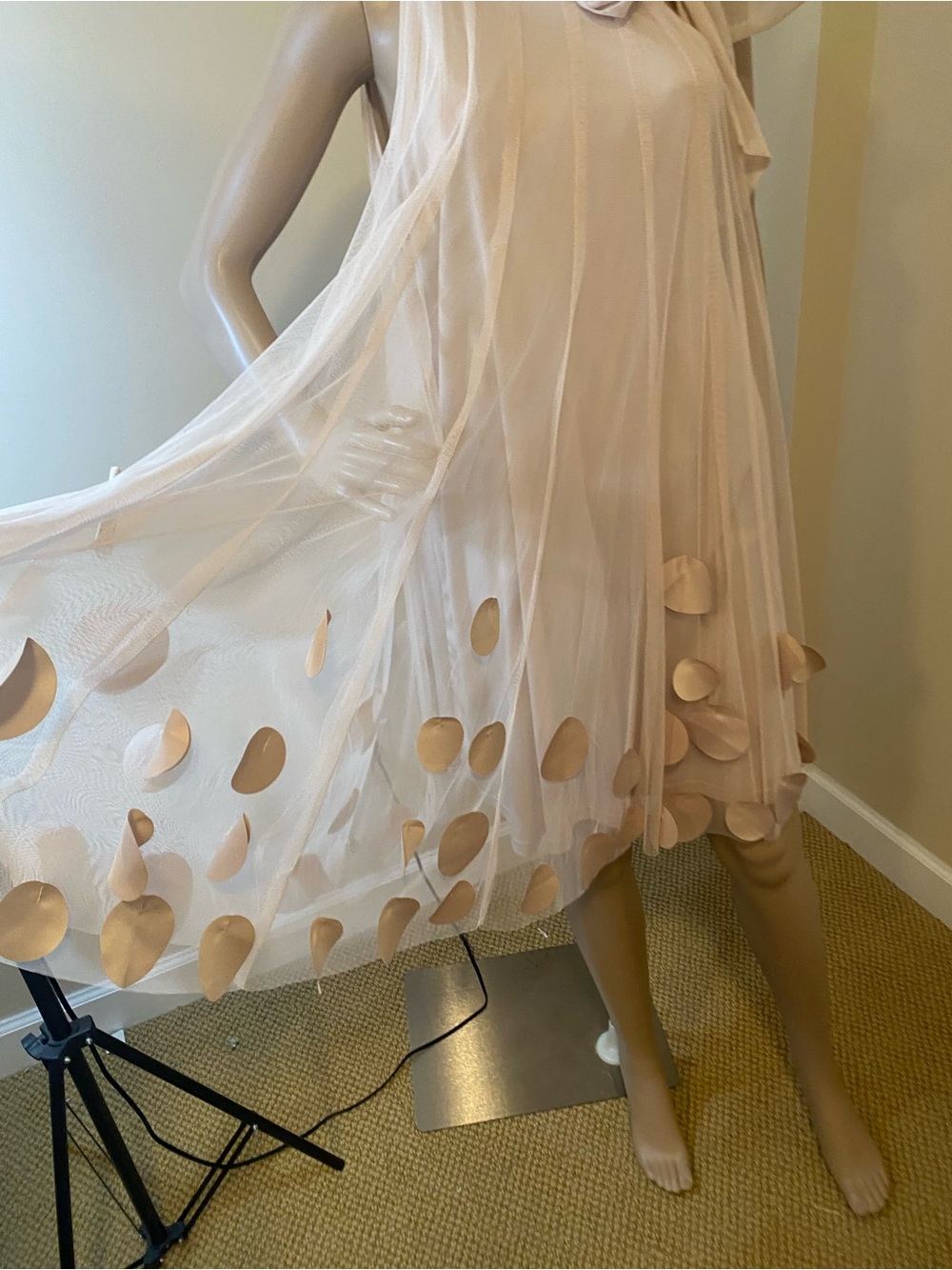 Ryu Pale Blush Sleeveless Midi Dress with Tie Neck